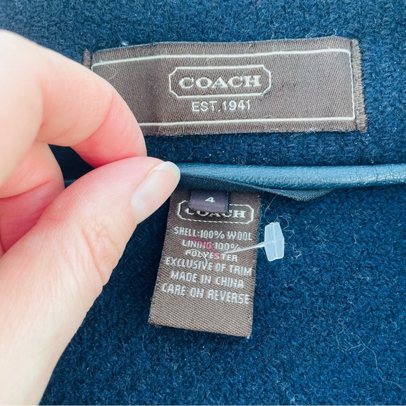 Coach 100% WOOL Gold Buttons Blazer Crop Thick Wool Windbreaker Blazer Pea Coat - Picture 17 of 17